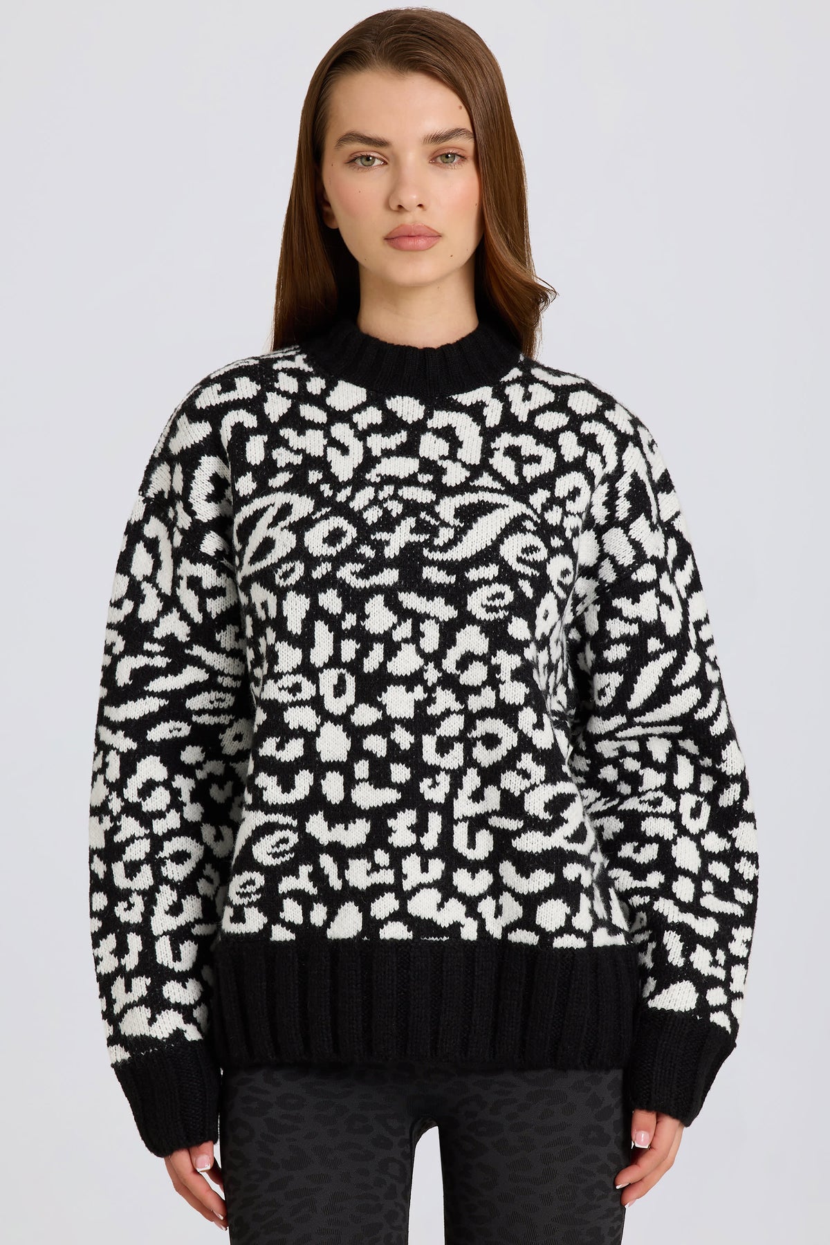 Jacquard Knit Oversized Jumper in Black