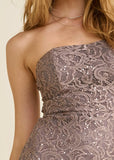 Strapless Lace Dress Mocha