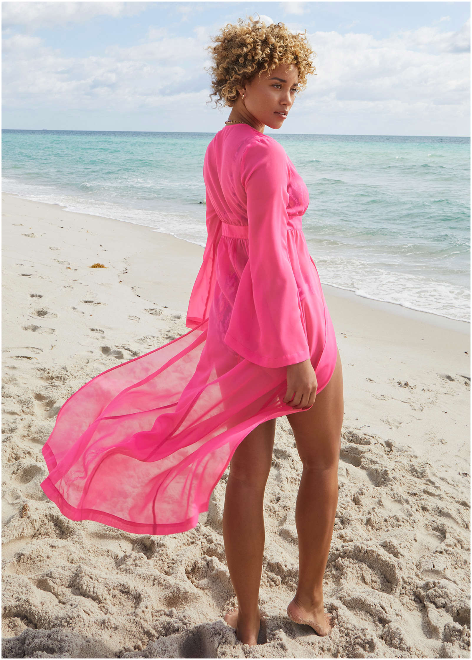 Sea Breeze Kimono Cover Up Fuchsia