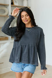 Smokey Grey Tiered Long Sleeve Top