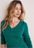 V Neck Mini Sweater Dress Deep Lake