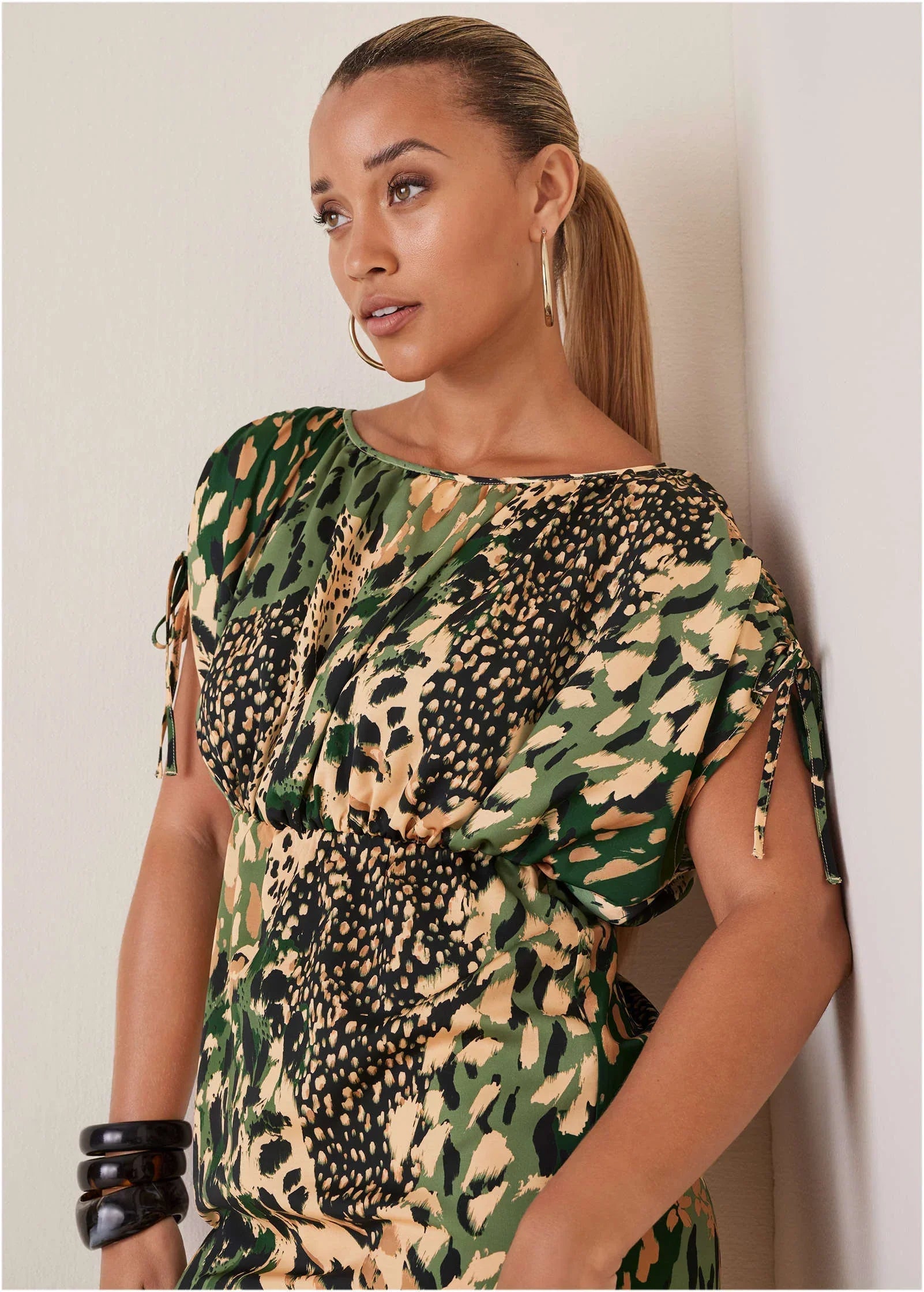 Boatneck Mini Dress Brushed Animal