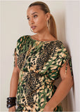 Boatneck Mini Dress Brushed Animal