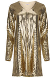 Sequin Long Sleeve Mini Dress Gold