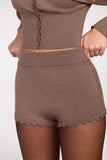 Knit Mid Rise Mini Shorts in Mocha