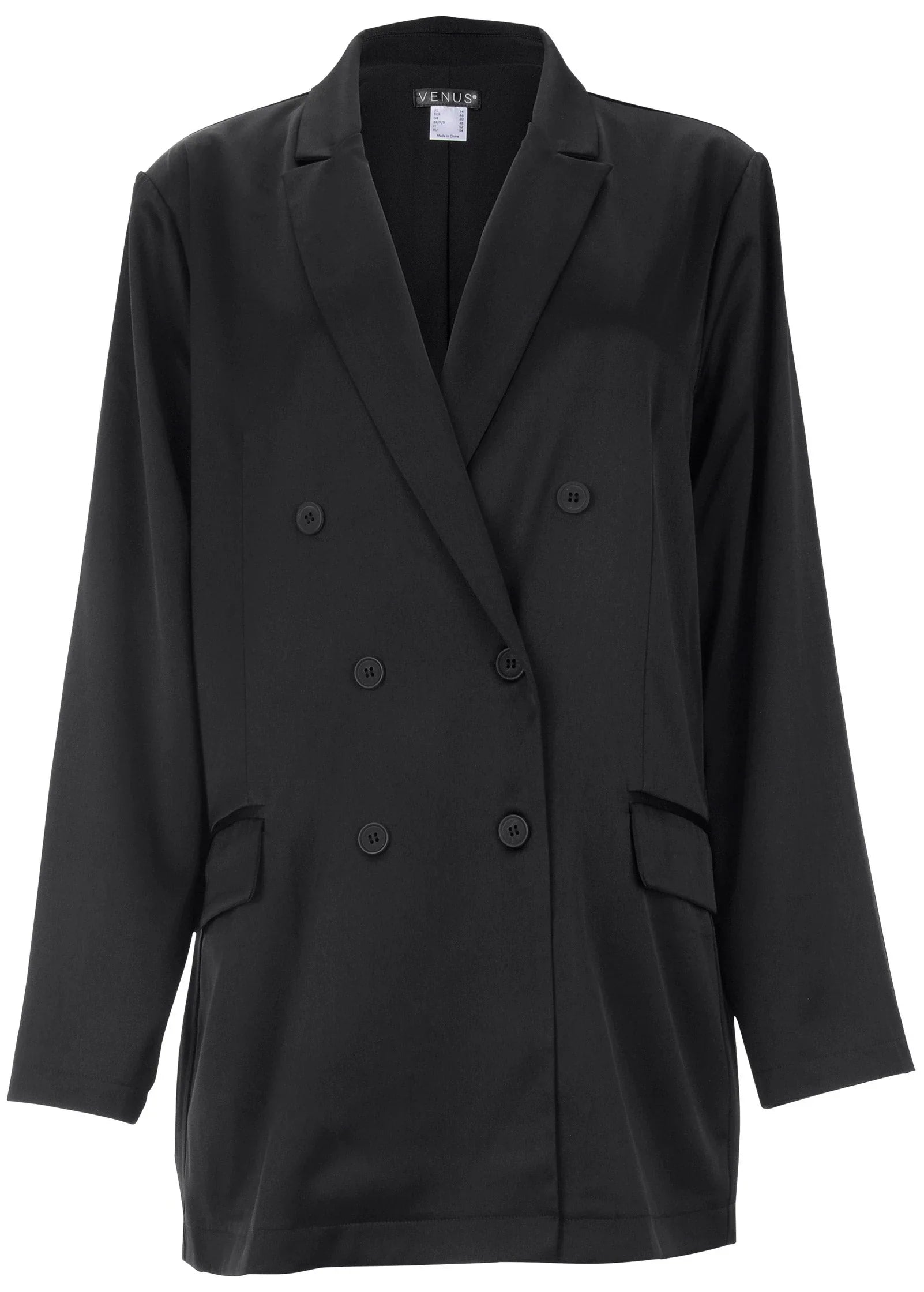 Double Breasted Blazer Jet Black