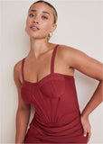 Side Slit Bandage Dress Dark Red