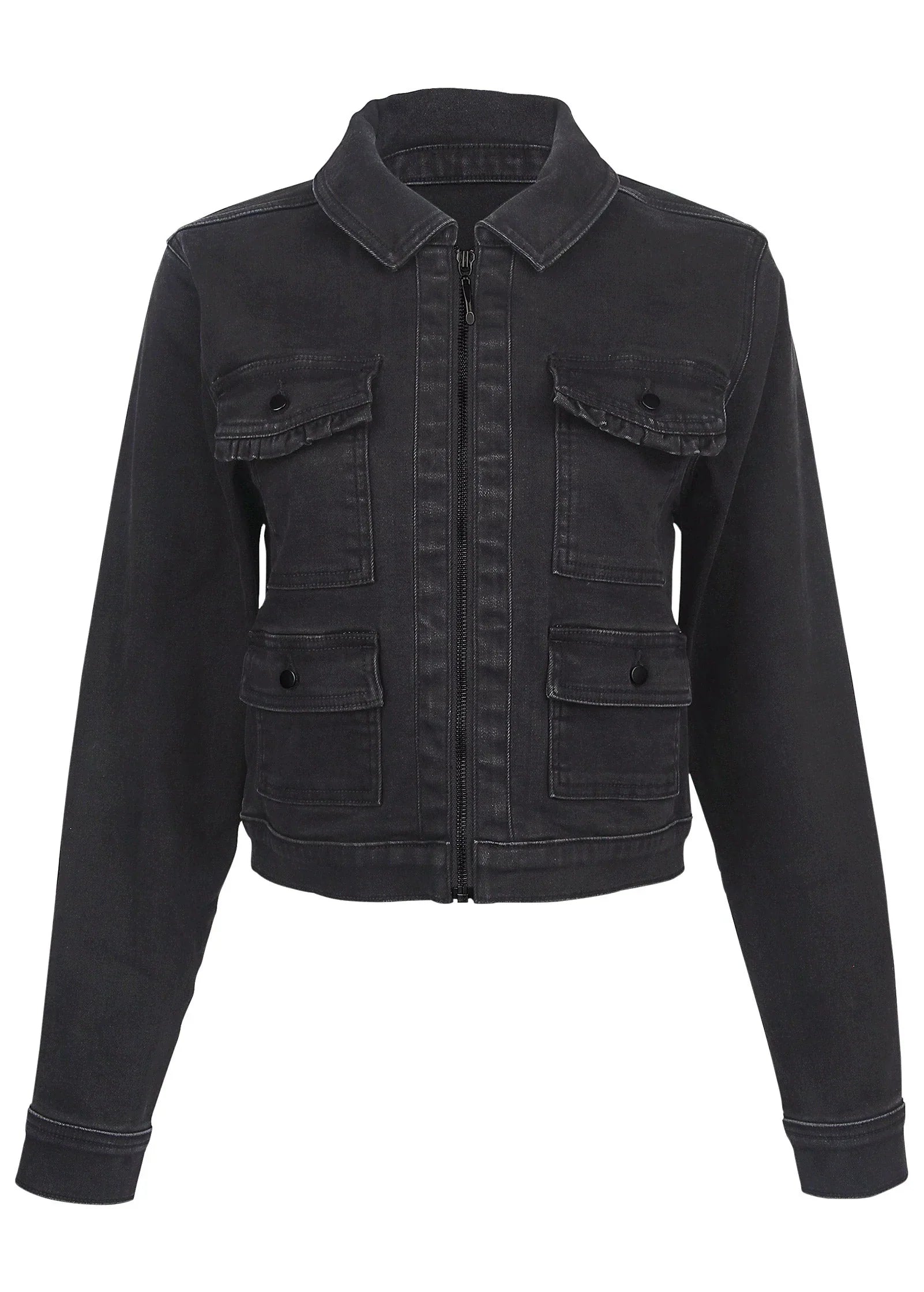 Denim Cargo Jacket Black Wash