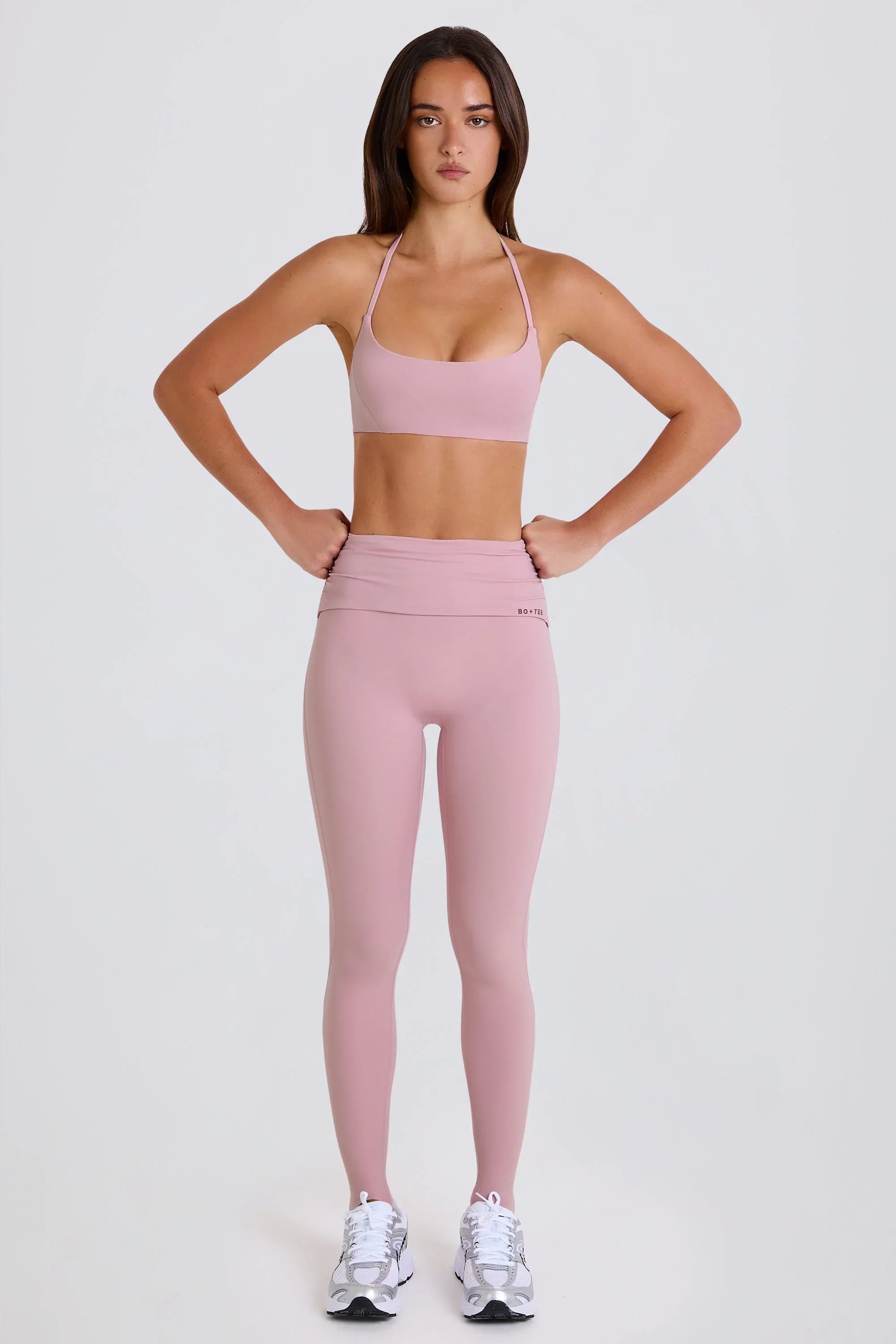 Foldover Mid Rise Stirrup Leggings in Mauve