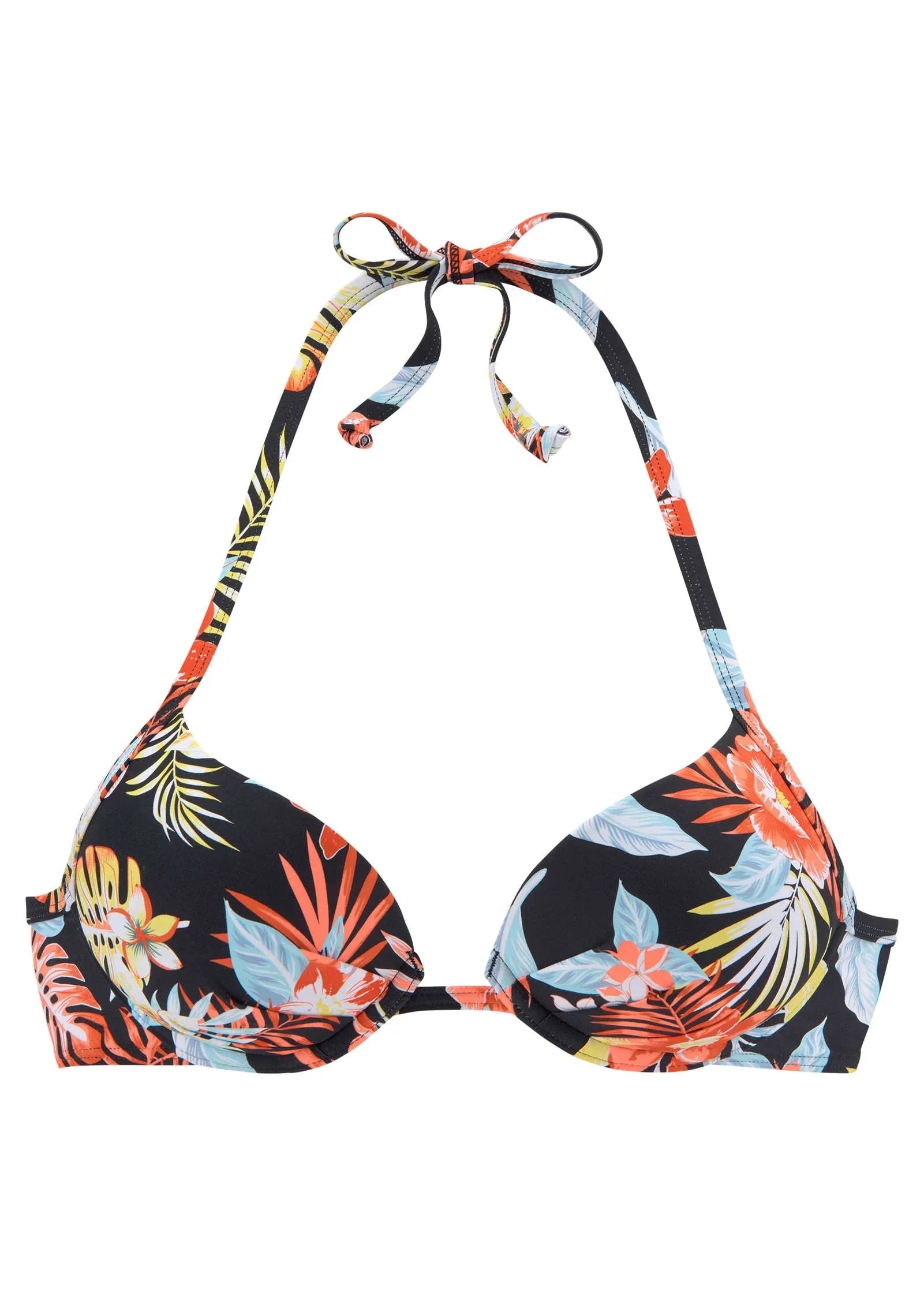 Push Up Halter Top Red Yellow Tropic