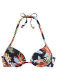 Push Up Halter Top Red Yellow Tropic