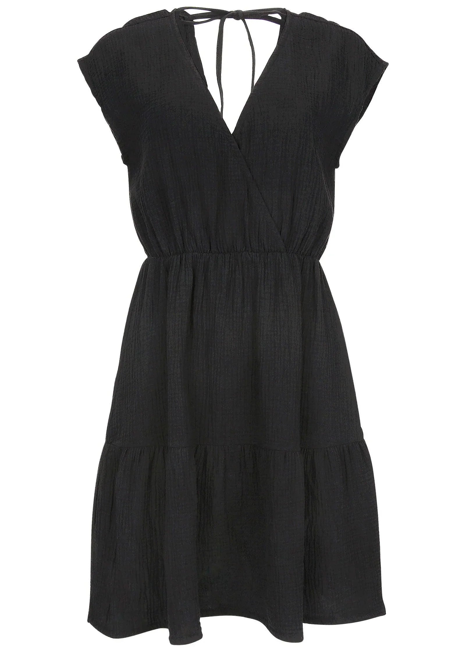 Tiered Cover Up Dress Jet Black