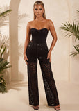 Need A Reason Lace Panel Sparkle Jeans Black