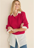 Slub Crew Sweater Red