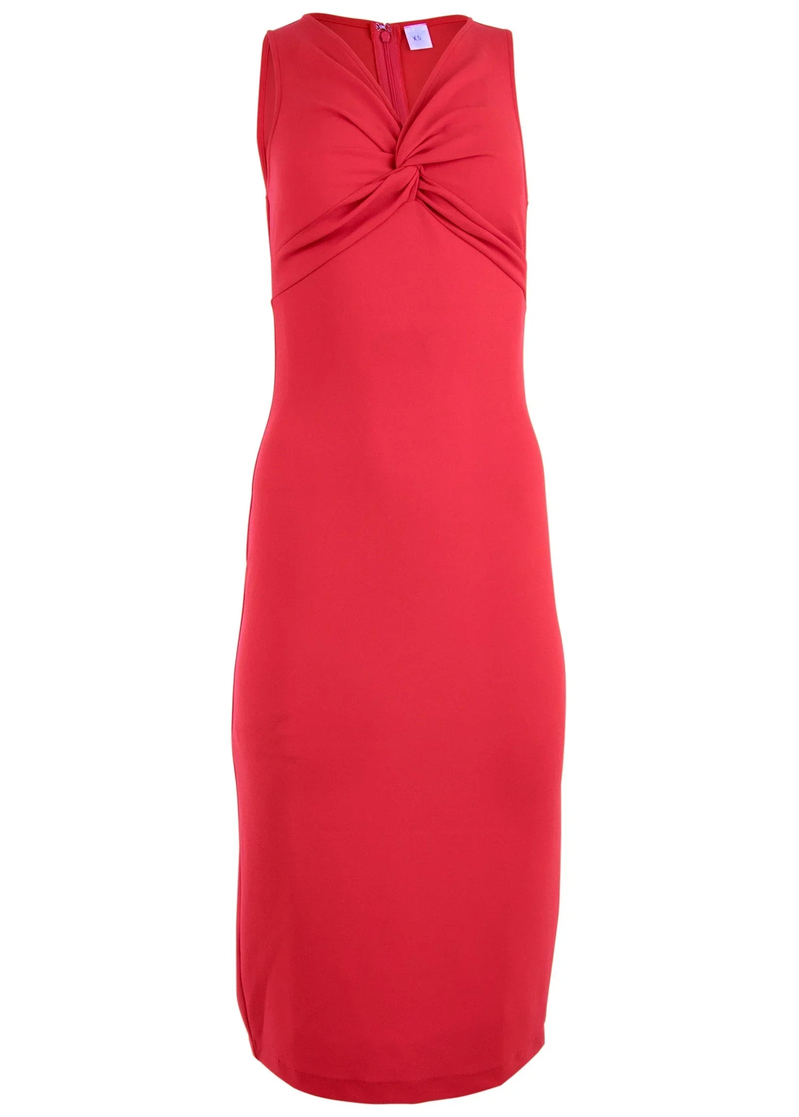 Twist Front Midi Dress Red