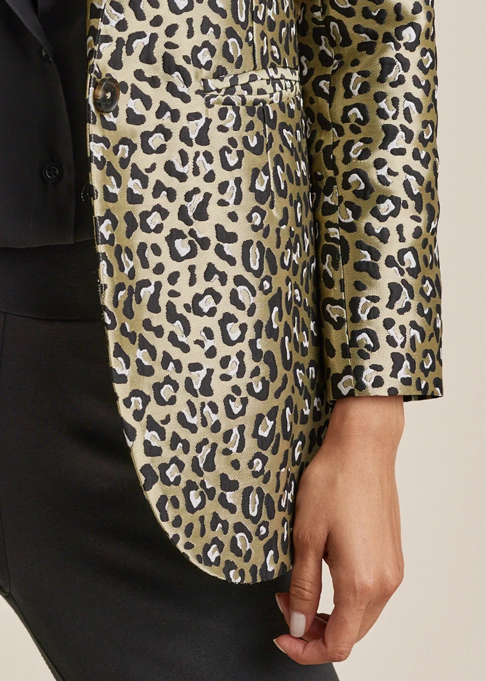 Leopard Jacquard Blazer Black Gold