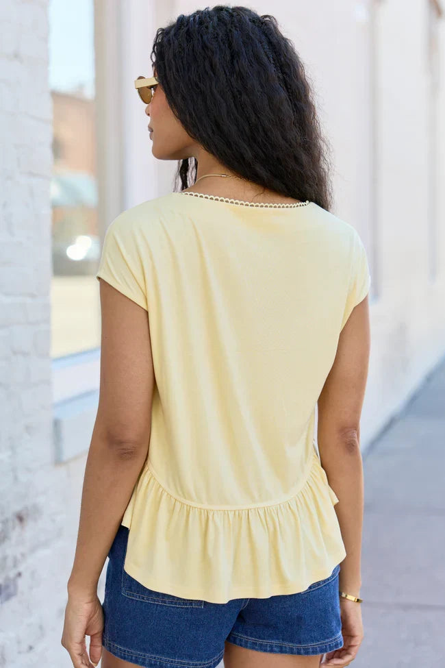 Ellison Yellow Buttoned Babydoll Top