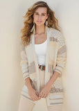Textured Open Cardigan Cream Multi