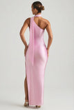 Asymmetric Scarf Detail Maxi Dress in Soft Pink