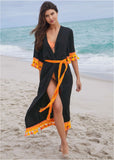 Colorful Crochet Kimono Jet Black