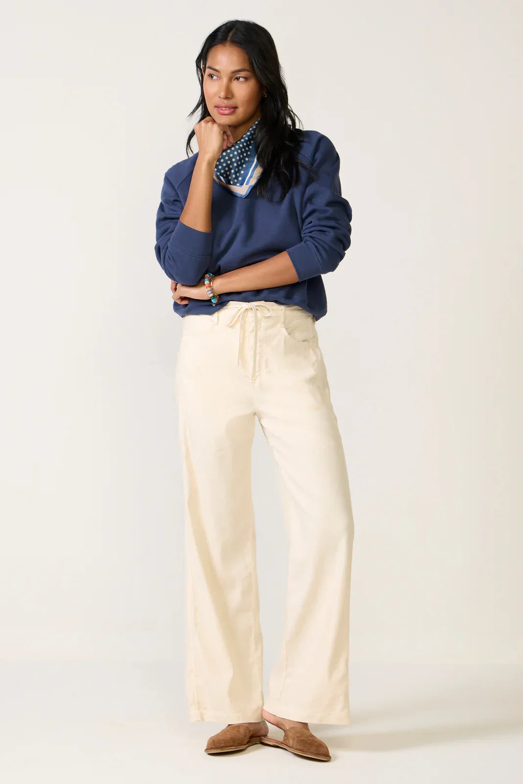 Joelle Stretch Linen Trouser with Tie Waist