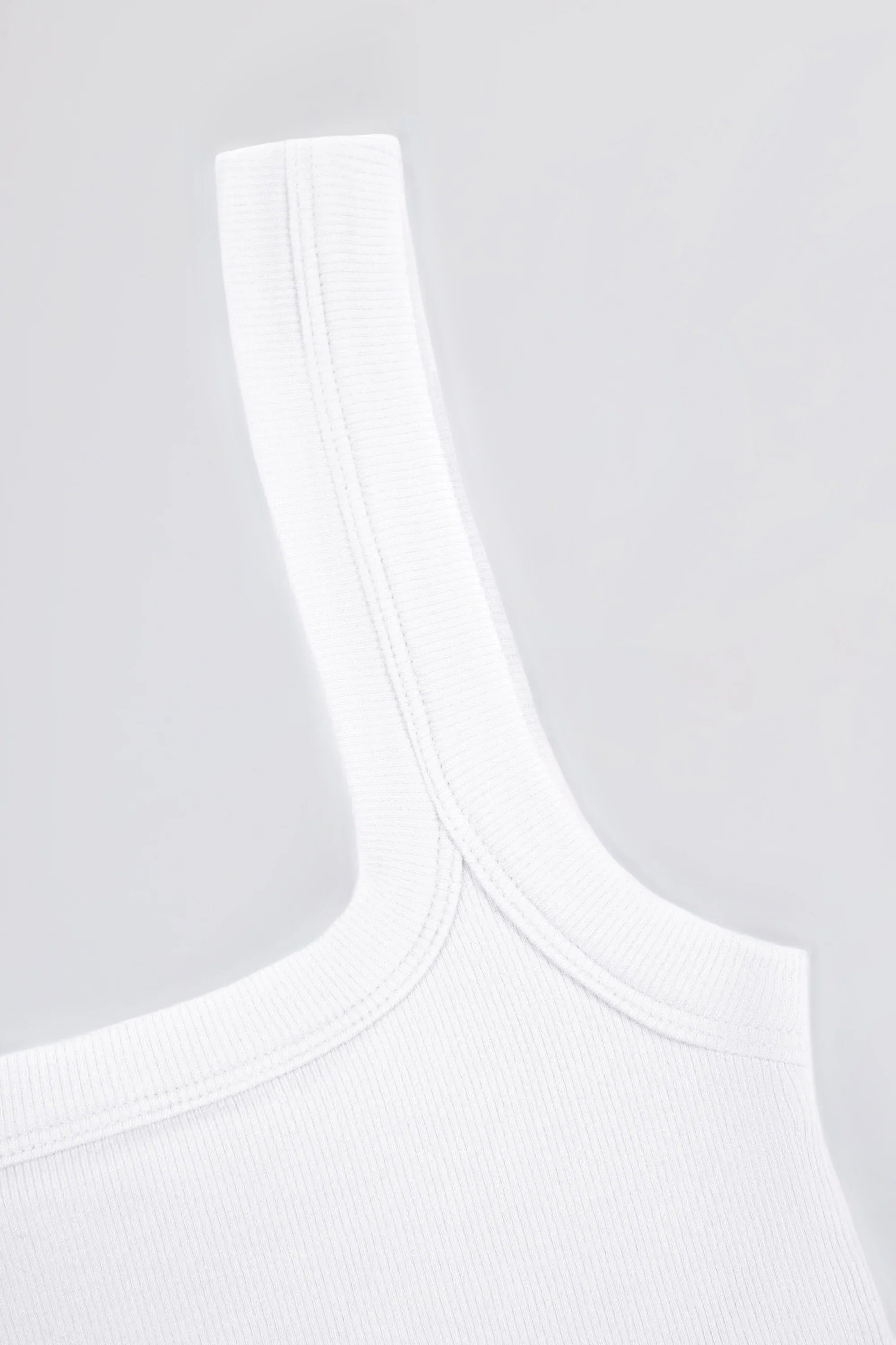 Seamless Soft Rib Square Neck Tank Top in White