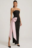 Strapless Bow Detail Maxi Dress in Black