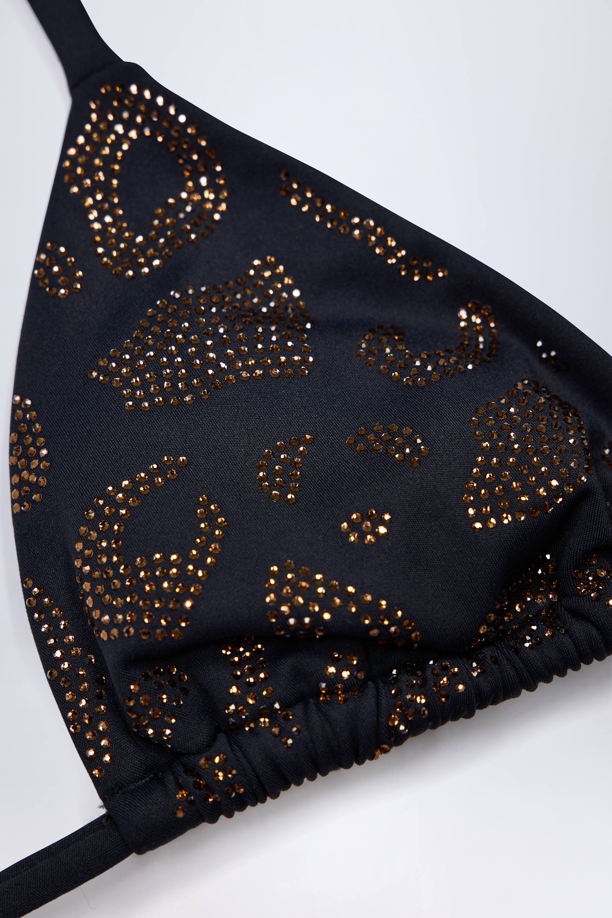 Charm Detail Triangle Bikini Top in Black