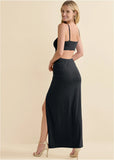 Shape Embrace High Slit Dress Black