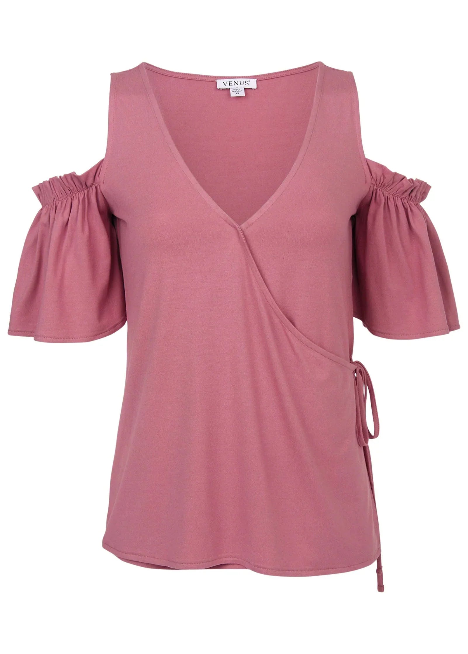 Cold Shoulder Wrap Blouse Heather Rose