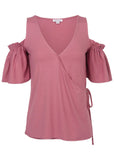 Cold Shoulder Wrap Blouse Heather Rose
