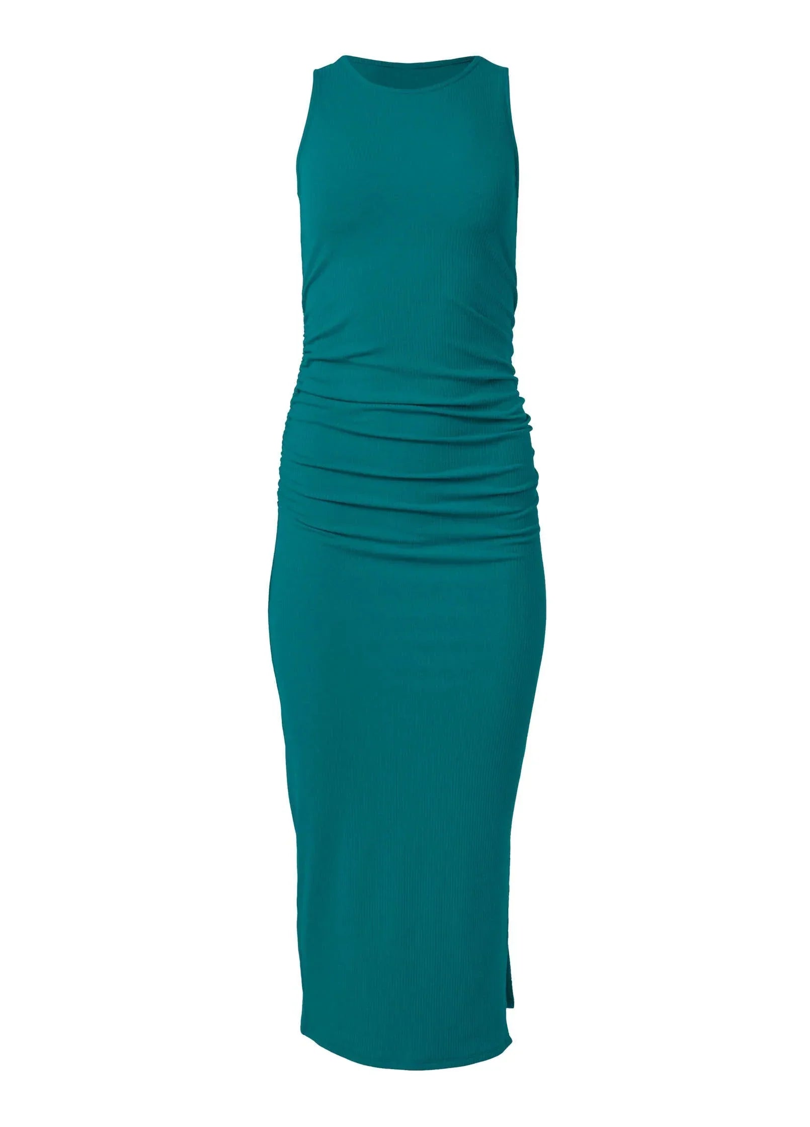 Ribbed Bodycon Midi Dress Teal