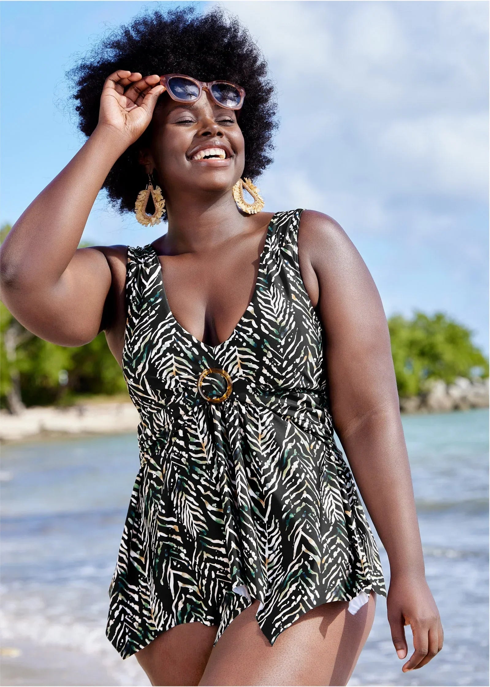 Sharkbite Hem Tankini Top Seagrass