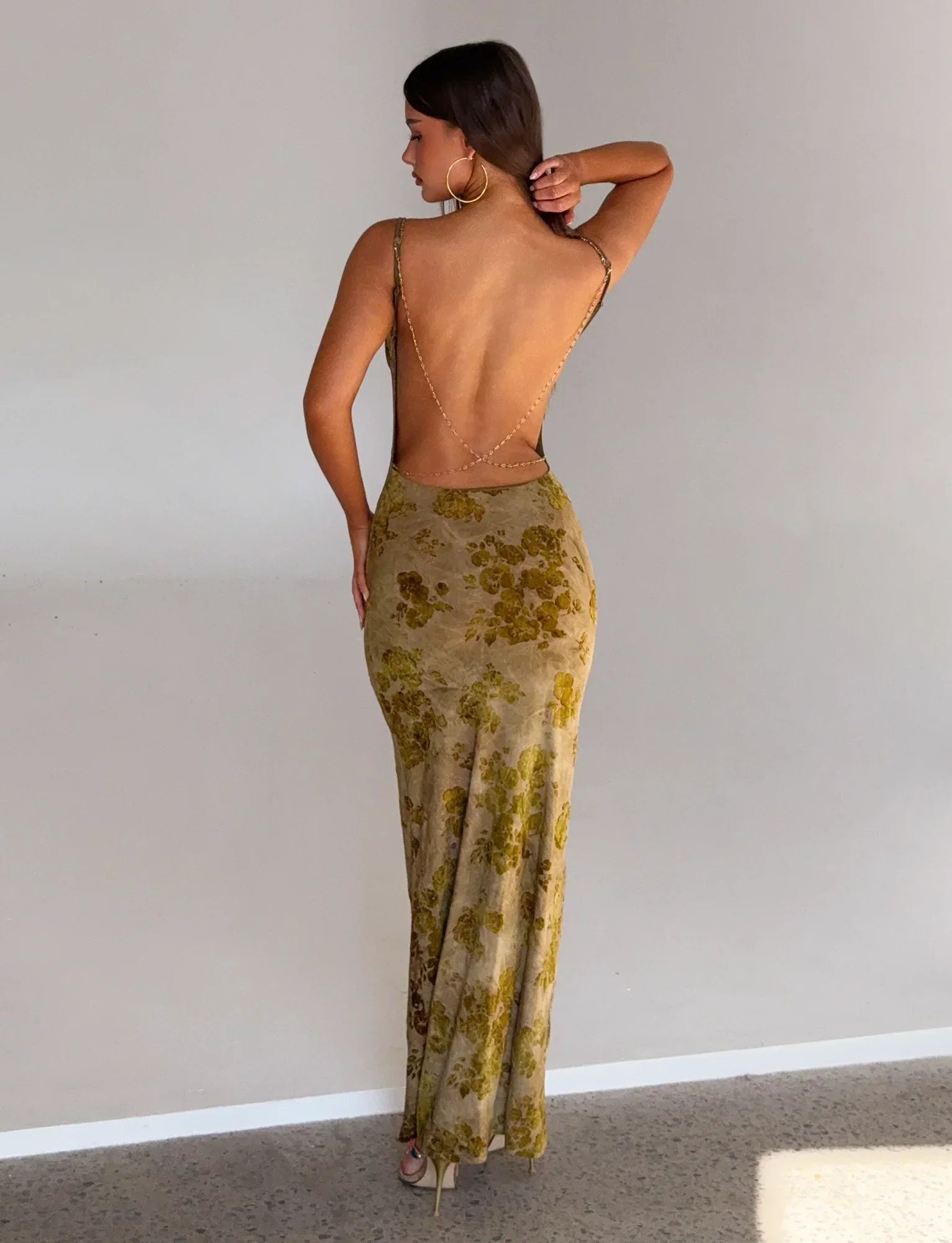 SPARROW MAXI DRESS GREEN BURNOUT