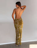 SPARROW MAXI DRESS GREEN BURNOUT