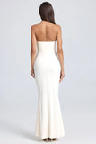 Bandeau Ruffle Trim Corset Gown in Ivory