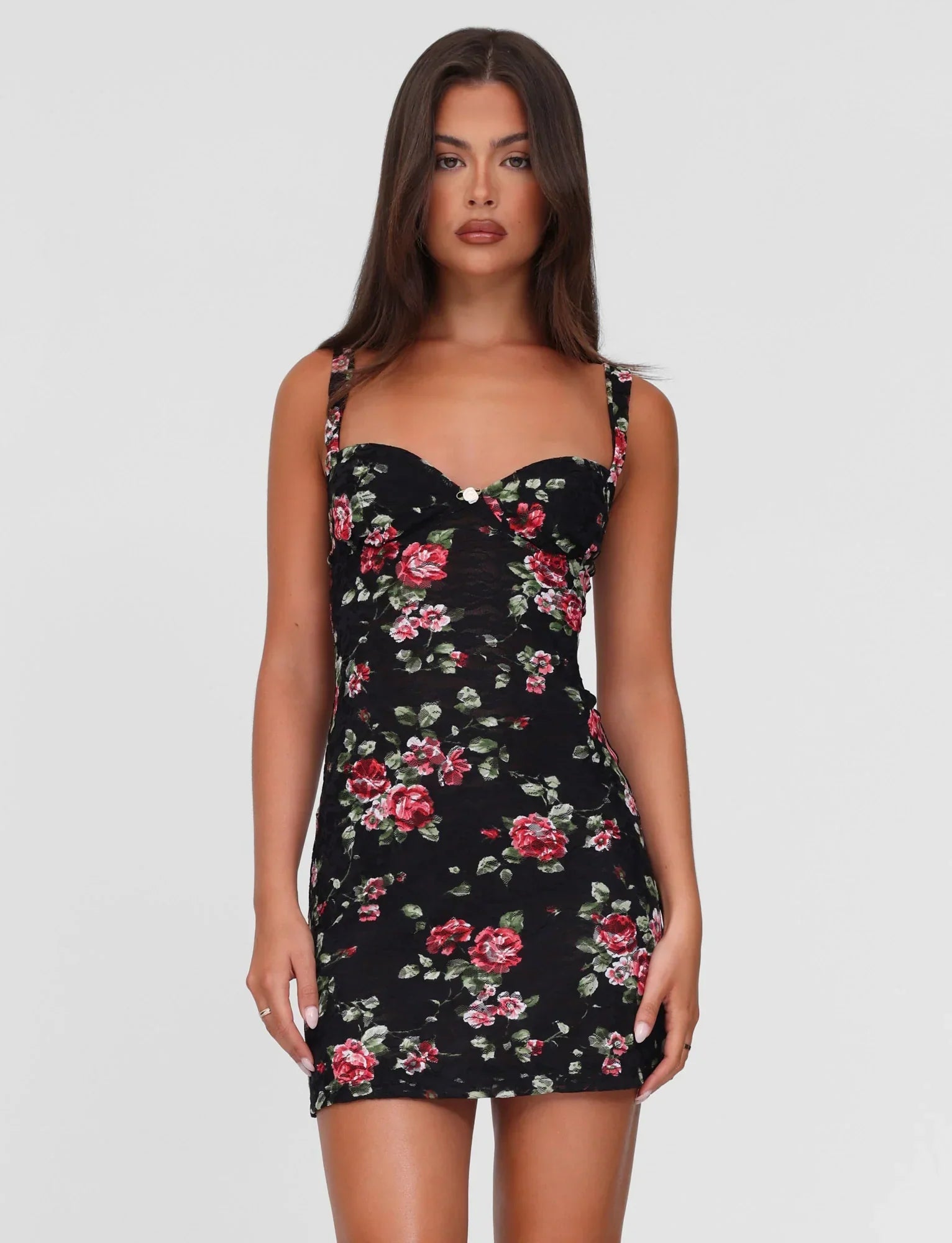 ANDEE MINI DRESS BLACK FLORAL BLACKROSE