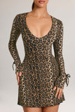 Modal Long Sleeve Mini Dress in Leopard Print