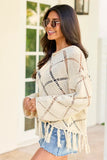 Fawna Taupe Fringe Crewneck Sweater