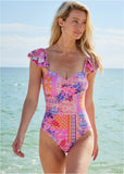 Ruffle Strap One Piece Sunset Medley
