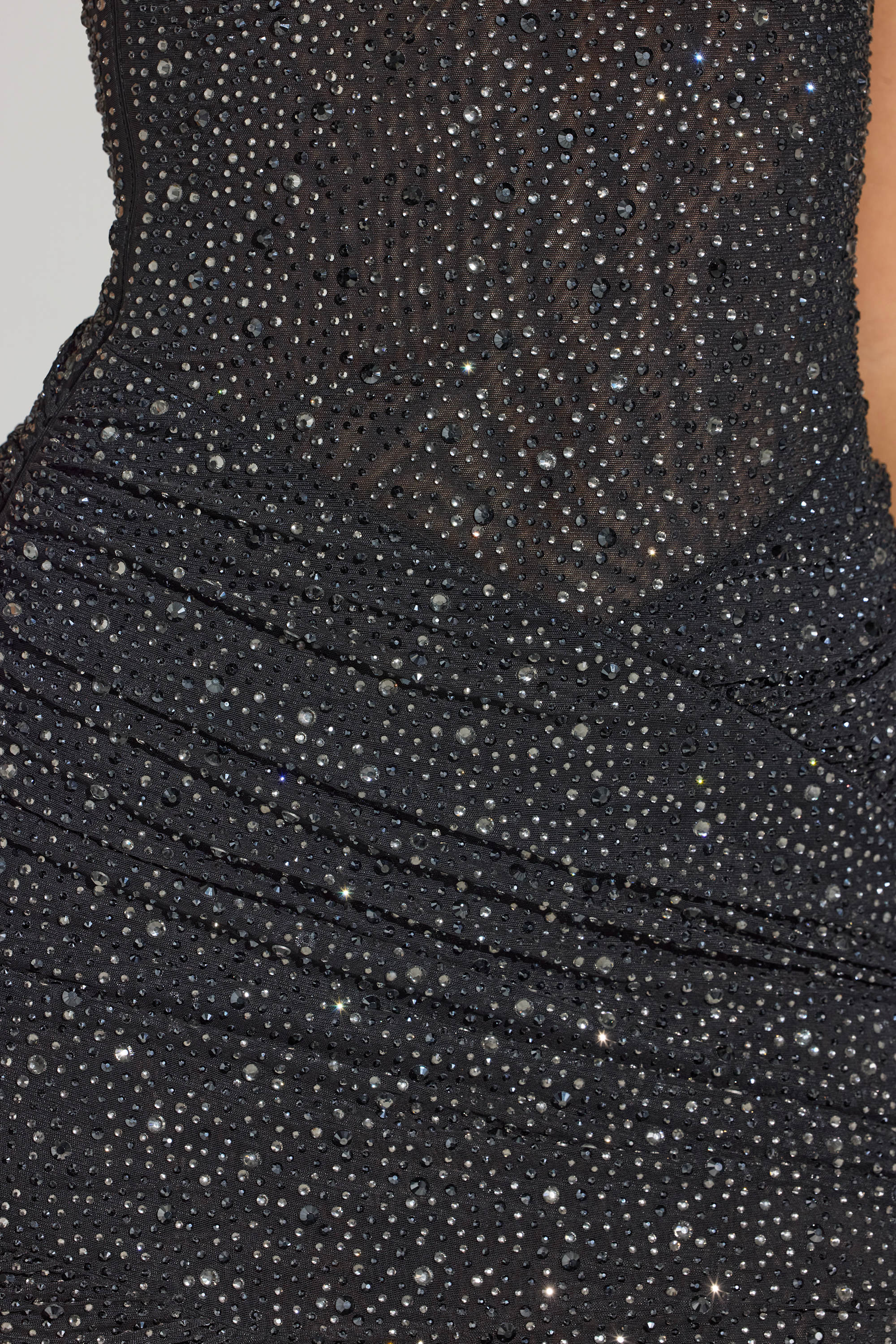 Embellished One Shoulder Mini Dress in Black