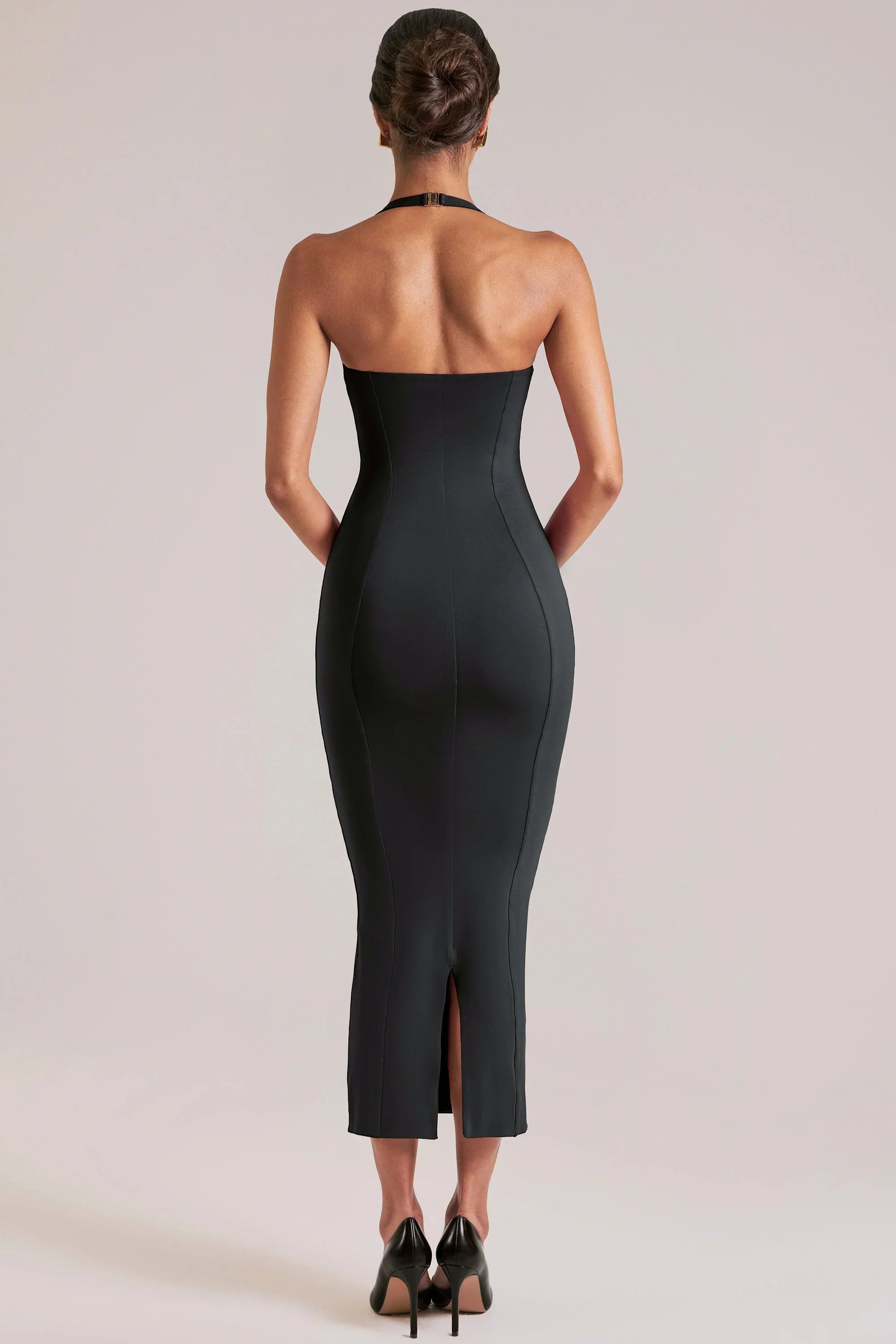 Halterneck Midaxi Dress in Black