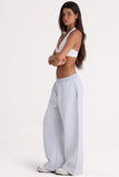 Brushed Jersey Wide Leg Joggers in Grey Marl