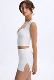 Modal Ruched Cap Sleeve Top in White