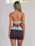 IMOGEN MINI SKIRT BROWN AND BLUE POLKA DOT