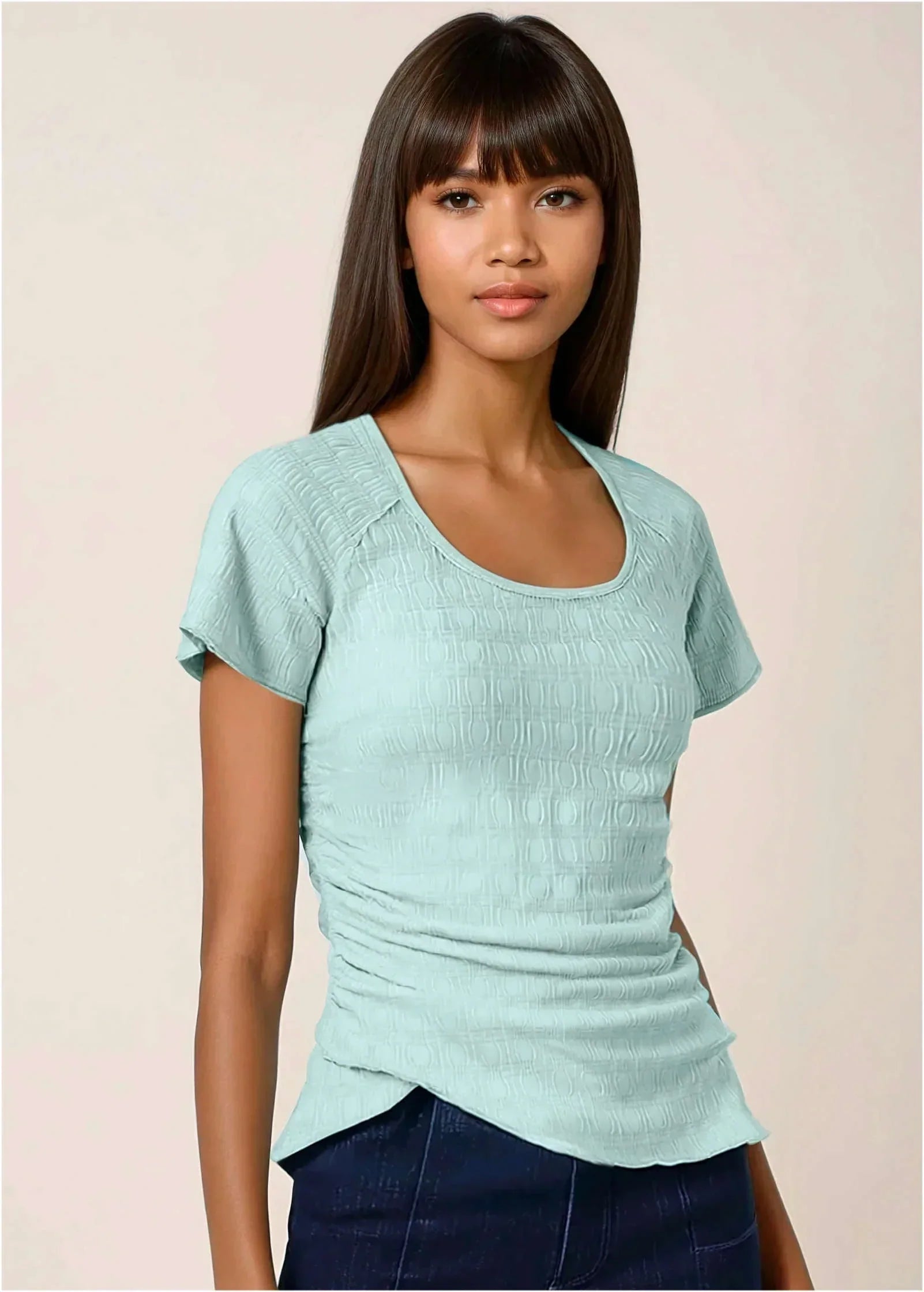 Bubbly Knit Wrap Top Dusty Mint