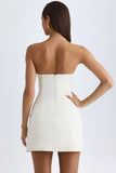 Strapless Structured Tulip Mini Dress in Vanilla