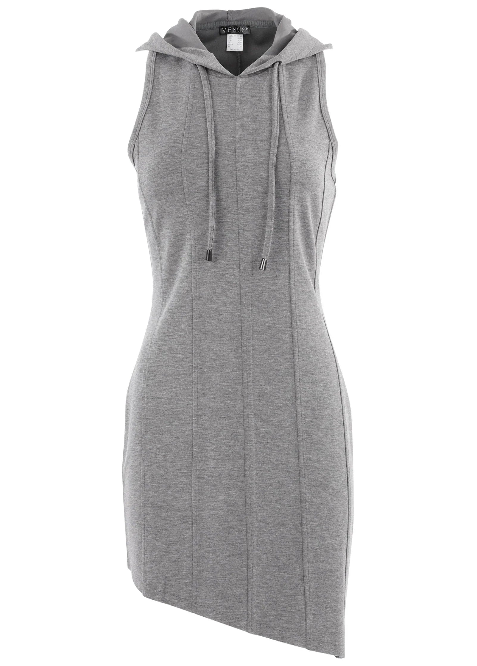 Hooded Seam Detail Dress Medium Heather Grey