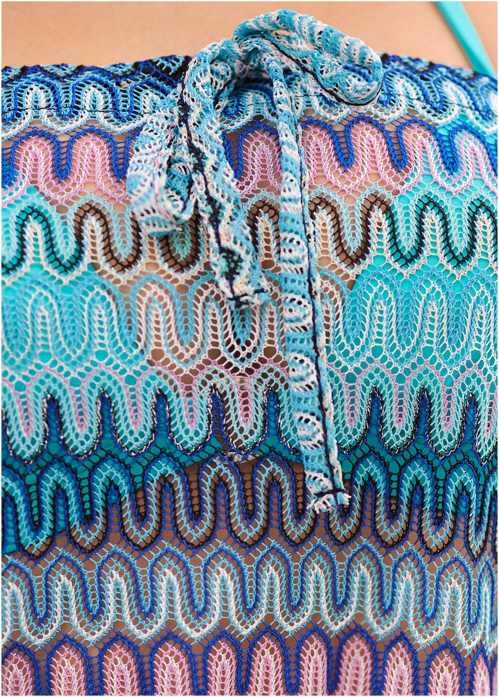 Crochet Bandeau Cover Up Top Starlight Blue Multi