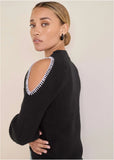 Cold Shoulder Sweater Jet Black